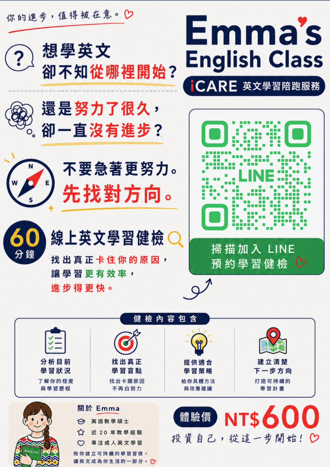 線上英文學習健檢推出了！
